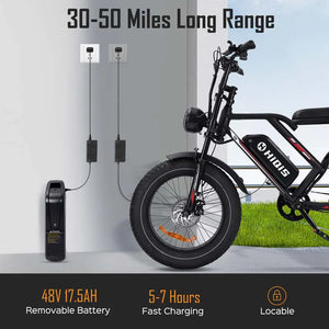 20-Inch Fat Tire Electric Bike, 1000W Motor, 48V 17.5Ah Battery