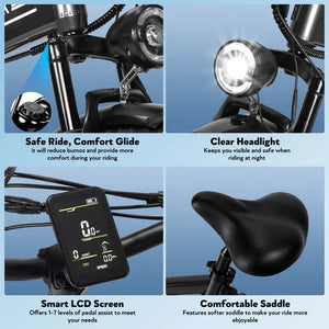 E20 20-Inch Fat Tire Electric Bike, 1000W Rear Motor, Dual Suspension, 48V 15Ah Battery