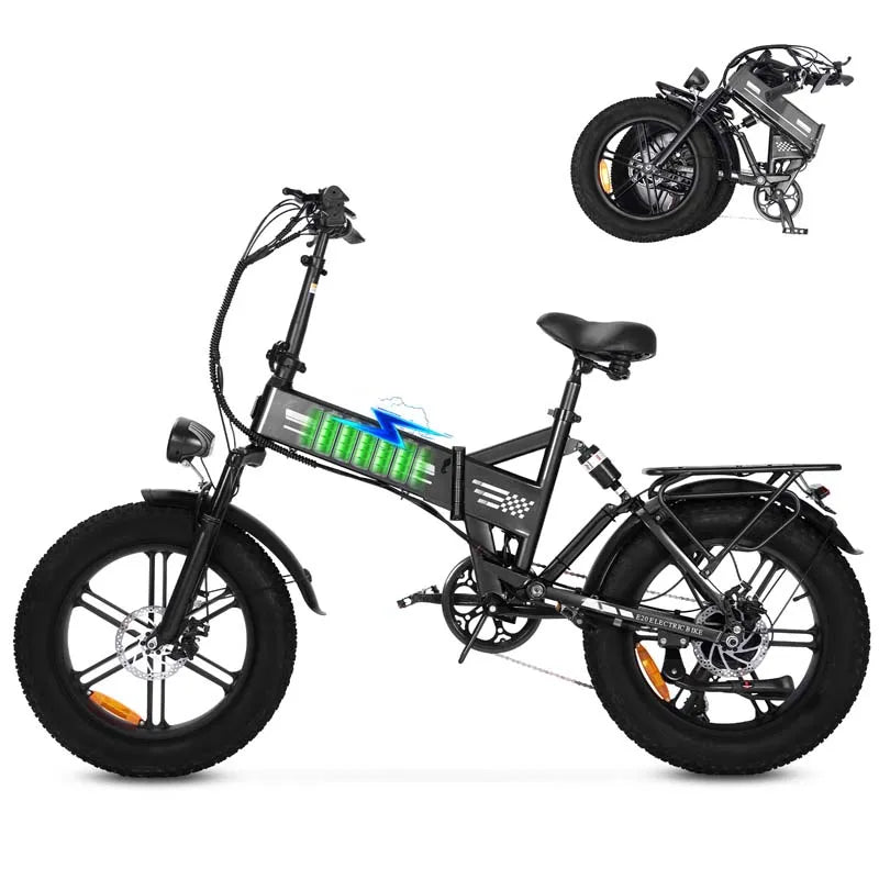 E20 20-Inch Fat Tire Electric Bike, 1000W Rear Motor, Dual Suspension, 48V 15Ah Battery