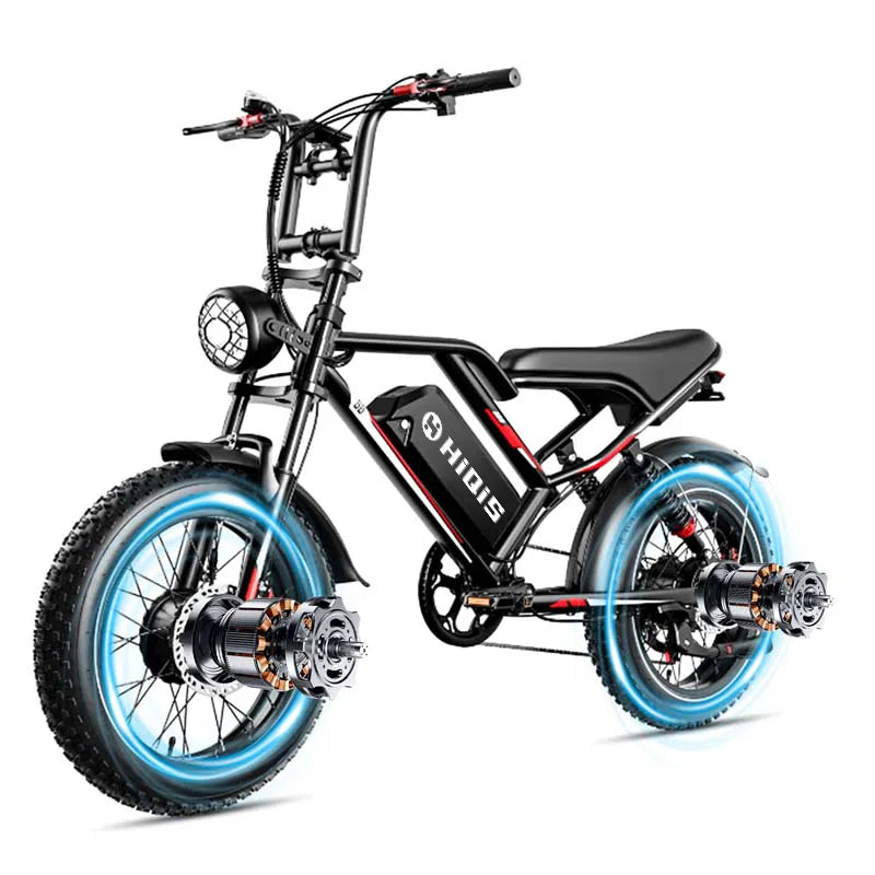 S8-Dual 20-Inch Fat Tire Electric Bike, 2000W Dual Motor, 48V 25Ah Battery, AWD E-Bike