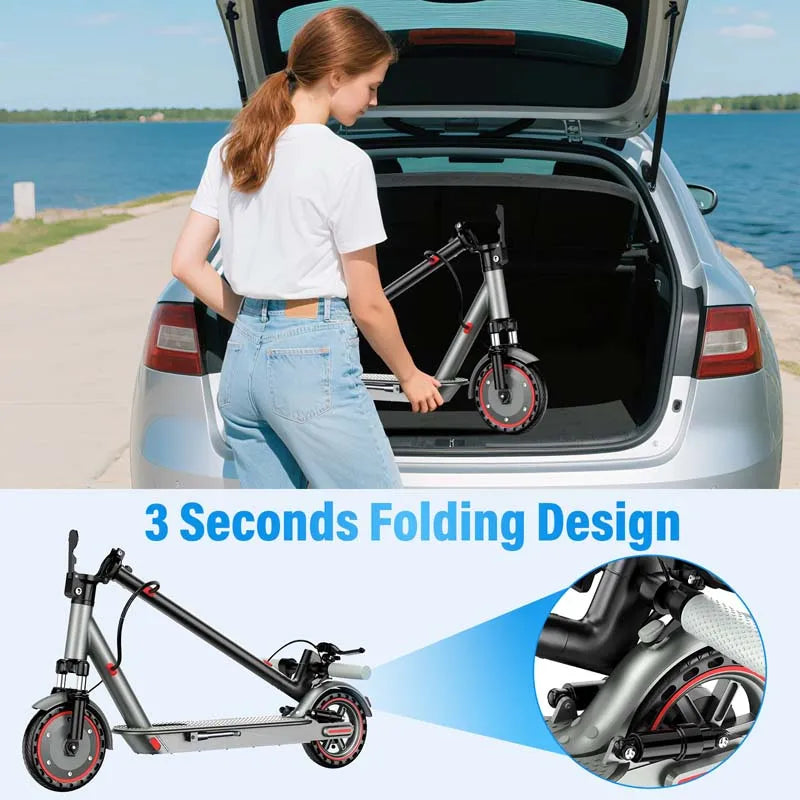 D8 PRO Electric Scooter with 8.5-Inch Solid Tires and Suspension