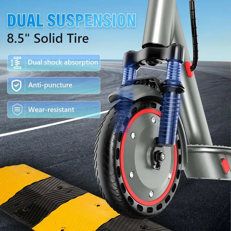 D8 PRO Electric Scooter with 8.5-Inch Solid Tires and Suspension