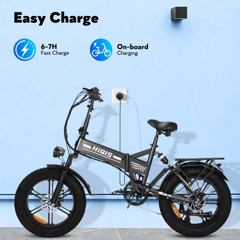 E20 20-Inch Fat Tire Electric Bike, 1000W Rear Motor, Dual Suspension, 48V 15Ah Battery