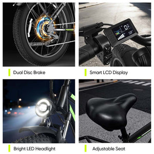 F26 26×4 Inch Fat Tire Electric Bike, 1000W Rear Motor, 48V 15.6Ah Battery