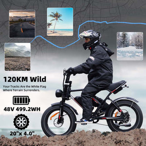 S8-Dual 20-Inch Fat Tire Electric Bike, 2000W Dual Motor, 48V 25Ah Battery, AWD E-Bike