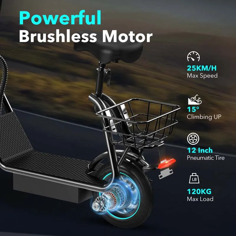 V12 PRO 600W Electric Scooter with 10-Inch Air Tires